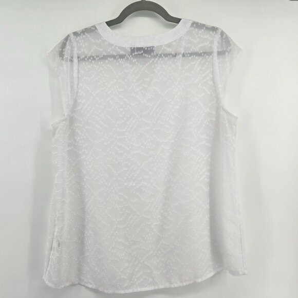 Apt. 9 Sheer Cap Sleeve Textured Blouse - L White - Picture 2 of 5